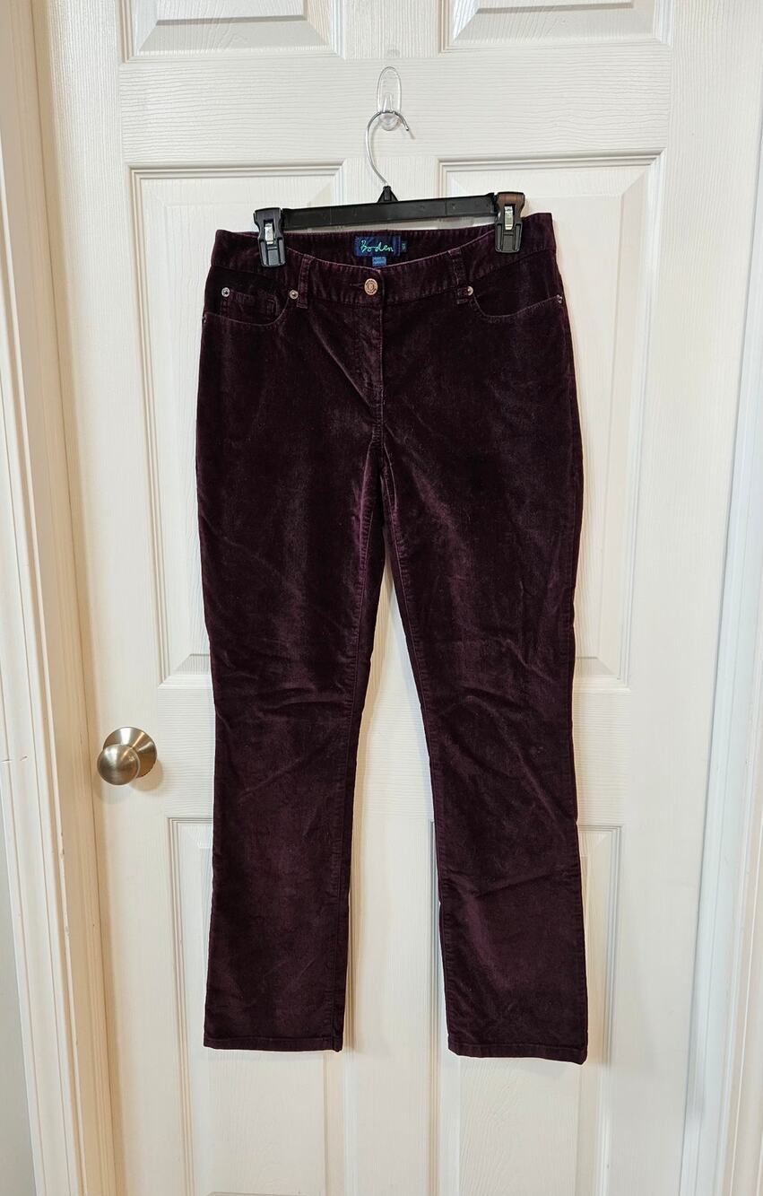 Boden Womens 12R Purple Plum Corduroy Pants Straight Leg Stretch